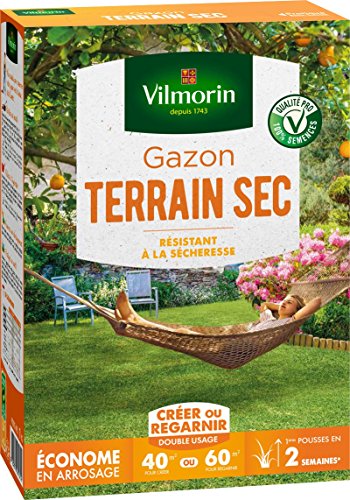 Vilmorin 4460514 Gazon Terrain Sec, Vert, 1 Kg French Packaging
