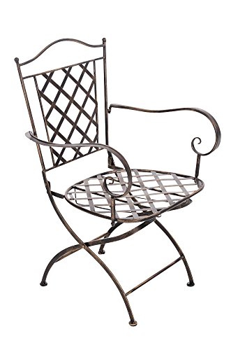 Clp Sedia Outdoor In Ferro Adara I Sedia Esterno Con Braccioli I Sedia Stile Rustico Nostalgico Per Balcone, Colore:Bronzo