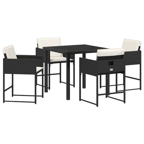 Vidaxl Set Da Pranzo Da Giardino 5 Pezzi Con Cuscini Beige Rattan Polietilene