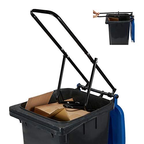 Relaxdays Compattatore Rifiuti, Trash Compactor, Pressa Bidone Spazzatura Esterno Compattatore Domestico Acciaio, Nero