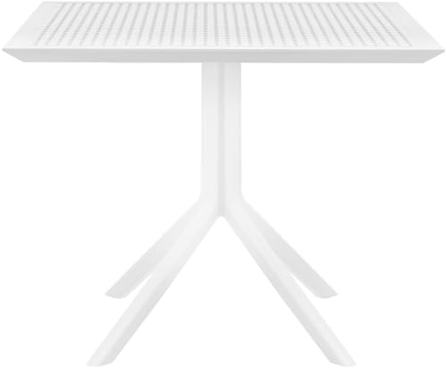 Clp Tavolo Sky 80 X 80 Cm I Tavolo Da Giardino, Resistente Alle Intemperie E Ai Raggi Uv I Tavolo Quadrato Da Balcone, Colore:Bianco