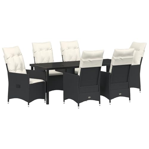 Vidaxl Set Pranzo Giardino Con Cuscini Nero Rattan Polimero