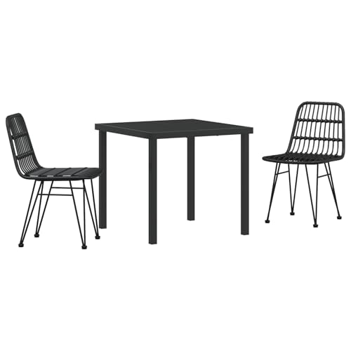 Vidaxl Set Da Pranzo Da Giardino 3 Pezzi Nero Poli Rattan