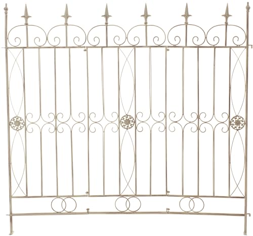 Clp Recinzione Da Giardino In Ferro Mangold I 125X115Cm I Sostegno Per Piante Modulabile E Finemente Decorato I Graticcio Per Fiori, Colore:Antico-Cre