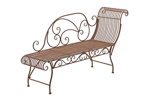 Clp Panchina Da Giardino Karma In Metallo I Chaise Longue In Ferro I Panca Relax Con Spalliera In Stile Rustico Romantico, Colore:Antico Marrone
