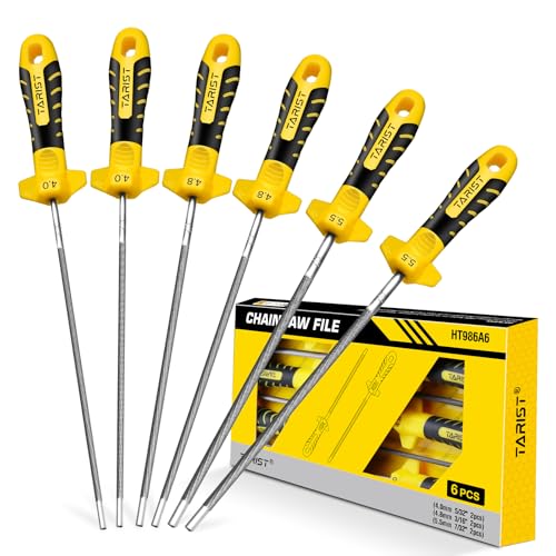 Tarist 6 Lime Per Motosega Con Manico, Include Lime Rotonde Da 4,0 Mm (5/32"), 4,8 Mm (3/16"), 5,5 Mm (7/32"), Lime Professionali Per Affilatura Motos