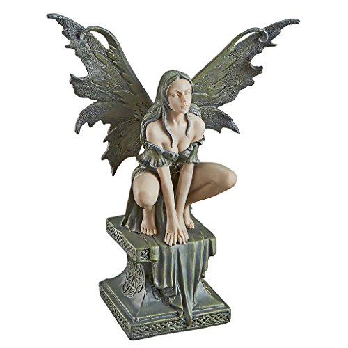 Design Toscano Cl504773 Statua Piccola Fata Celtica Accovacciata, Marrone, 7.5X19X24 Cm