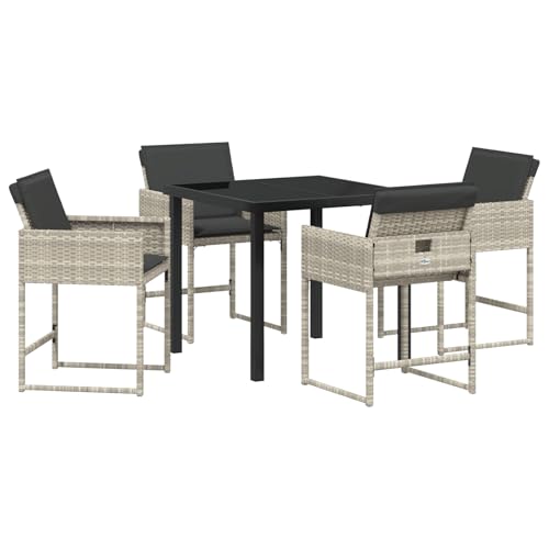Vidaxl Set Da Pranzo Da Giardino 5 Pezzi Con Cuscini Grigio Chiaro Rattan Pe