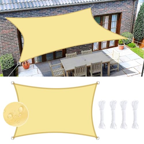 Kimigo Vela Ombreggiante Impermeabile,Tenda A Vela Per Esterno 3X4M Tenda A Vela Rettangolare,Protezione Solare Impermeabile Protezione Uv, Per Balcon