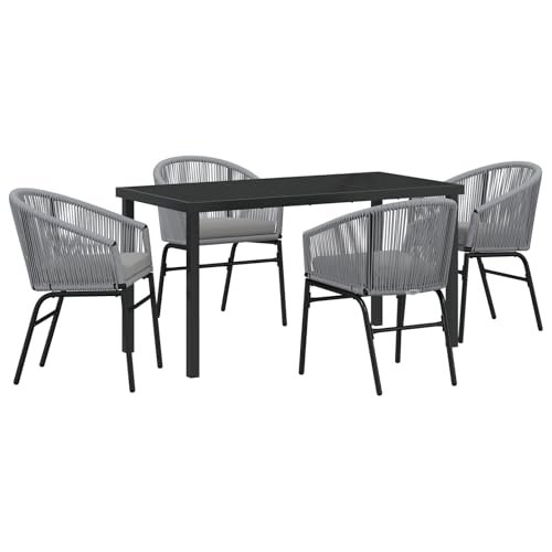 Vidaxl Set Da Pranzo Da Giardino 5 Pezzi Grigio Polyrattan