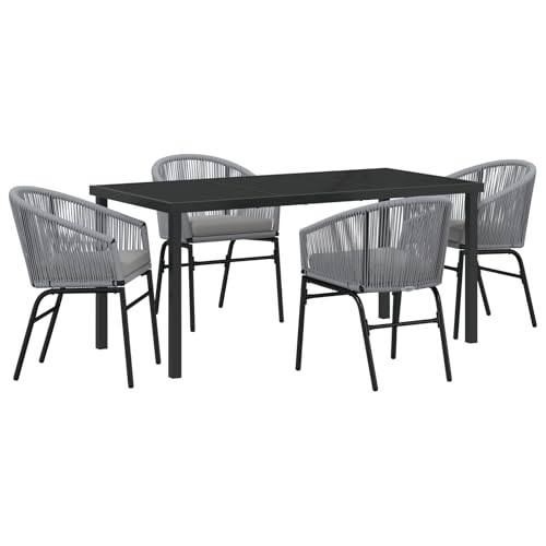 Vidaxl Set Da Pranzo Da Giardino 5 Pezzi Grigio Rattan Polyrattan