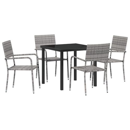 Vidaxl Set Di Mobili Da Giardino Da 5 Pezzi Grigio Polyrattan