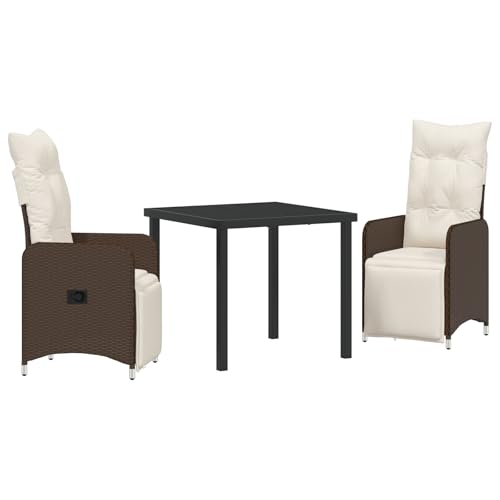 Vidaxl Liege-Gartenstühle 2 Stück Braun Mit Kissen | Verstellbare Rückenlehne Wetterbeständig Outdoor Sitzgelegenheit Durable Pe Rattan Stuhl Poly Lie