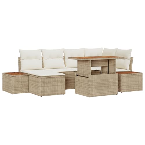 Vidaxl Set Divano Giardino Cuscini Beige Polyrattan, Divano Giardino 2 Posti Con Stoccaggio E Cuscini Beige Polyrattan