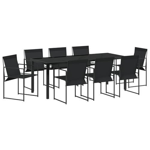 Vidaxl Set Pranzo Giardino 9 Pezzi Nero Textilene E Acciaio