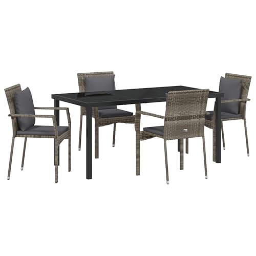 Vidaxl Set Di Mobili Da Giardino 5 Pezzi Con Cuscini Grigio Polyrattan