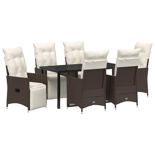 Vidaxl Set Di 4 Marrone Polyrattan Sofa Singolo Poggiapiedi Regolabili