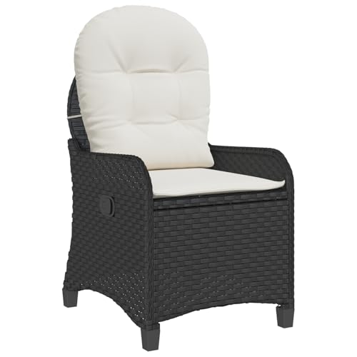 Vidaxl Poltrona Recliner Con Cuscino In Polyrattan Nera