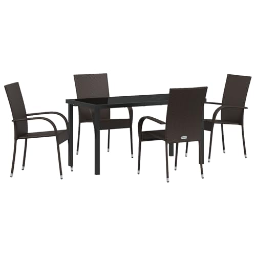 Vidaxl Set Da Pranzo Da Giardino 5 Pezzi Marrone Polyrattan