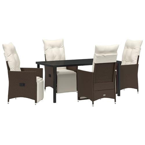 Vidaxl Set Di Mobili Da Giardino 5 Pezzi Con Cuscini Marrone Polyrattan