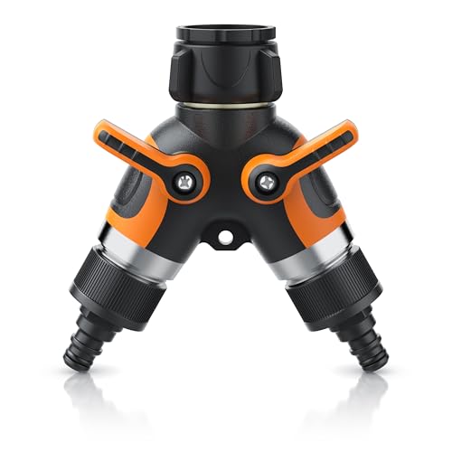 Distributore D'Acqua A 2 Vie, Splitter Per Tubo Da Giardino In Metallo, 3/4 Pollici E 1/2 Pollici, Con Adattatore Per Rubinetto Per Irrigazione Giardi