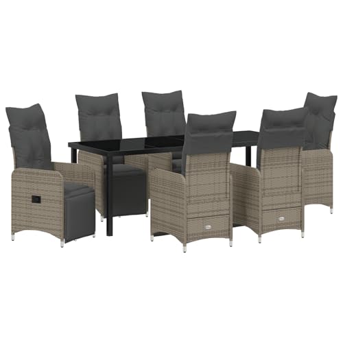 Vidaxl Set Da Pranzo Da Giardino 7 Pezzi Con Cuscini Beige Polyrattan