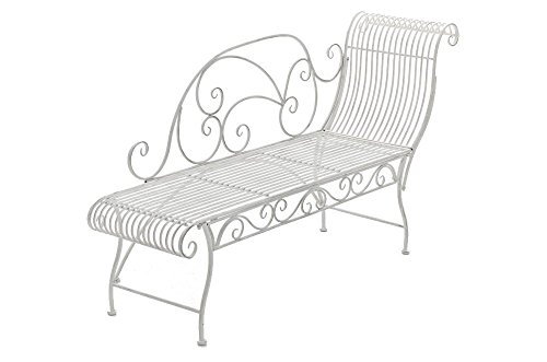 Clp Panchina Da Giardino Karma In Metallo I Chaise Longue In Ferro I Panca Relax Con Spalliera In Stile Rustico Romantico, Colore:Antico Bianco
