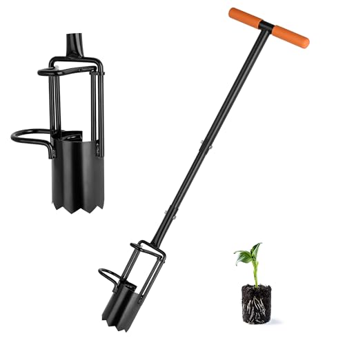 Baraystus Bulb Planter Tool, Carbon Steel Seed Planting Tools Long Handled Soil Sampler Lawn Aerator, Garden Bulb Trapianto Per Digging Holes Trapiant