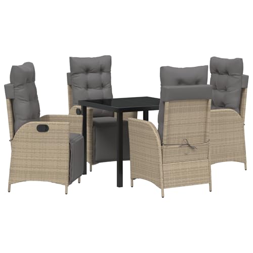Vidaxl Set Da Pranzo Per Giardino 5 Pezzi Beige Rattan Polimerico