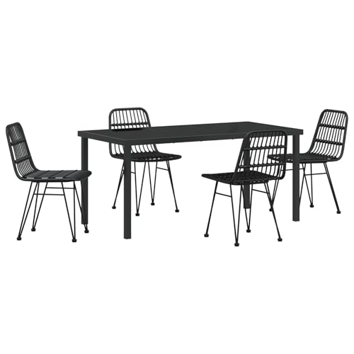 Vidaxl Set Da Pranzo Da Giardino Da 5 Pezzi Nero Polyrattan
