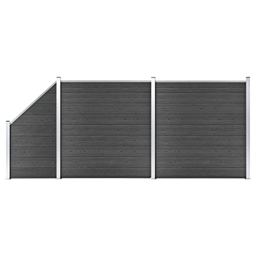 Vidaxl Set Pannelli Di Recinzione In Wpc 446X(105-186) Cm Nero