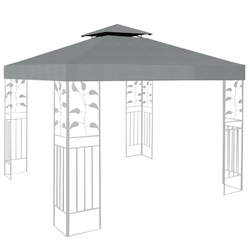 Gazebo 3 X 3 M, Impermeabile, Doppio Tetto, Copertura Di Ricambio Per Gazebo Da Giardino, Copertura Di Ricambio Per Feste (Grigio, 3 X 3 M)