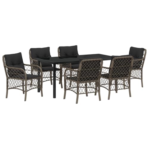 Vidaxl Set Da Pranzo Da Giardino Con Cuscini In Polirattan Grigio