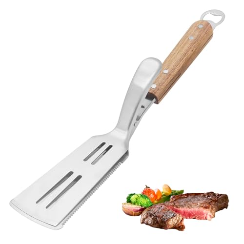 Nexrola Pinza Barbecuee In Acciaio Inossidabile, Accessorio Barbecue 2 In 1 Pinza E Spatola, Set Barbecue Multifunzionale Con Apribottiglie E Pressa P