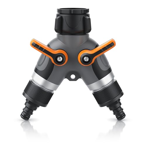Brandson Distributore D'Acqua A 2 Vie, Splitter Per Tubo Da Giardino, 3/4 Pollici E 1/2 Pollici, Con Adattatore Per Rubinetto Per Irrigazione Giardino