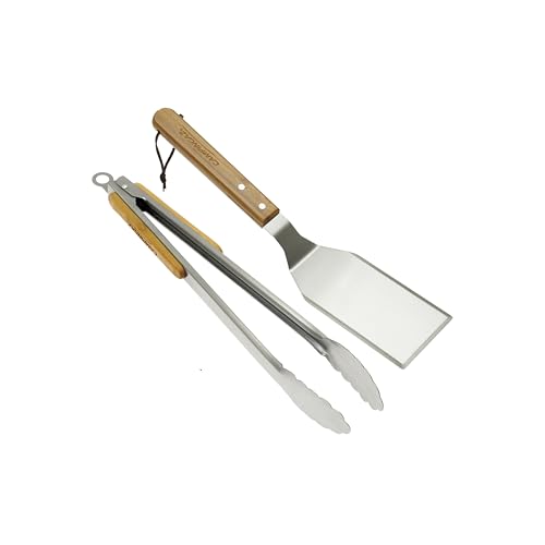 Campingaz Set Di Attrezzi Per Barbecue, Pinze E Spatola | Strumenti Per Cucinare Alla Griglia Barbecue | Acciaio Inossidabile E Legno Di Bambù Massicc