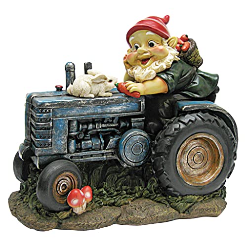 Design Toscano Garden Gnome Statue - Bunny On Board Garden Gnome Tractor - Prato Gnome