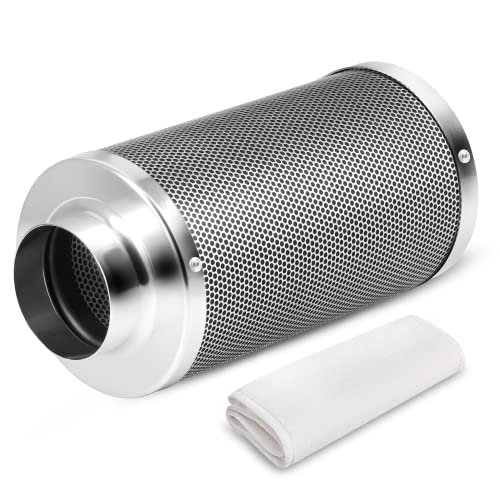 Ipower Air Carbon Australia Virgin Charcoal, Pre-Filtro Incluso Flangia Reversibile 10,2 X 35,6 Cm, Controllo Dell'Odore Per Tenda Da Coltivazione, 10