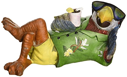 Design Toscano Hf308512 Statua Pappagallo Tiki Che Si Rilassa, Multicolore