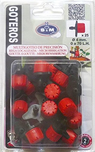 Gocciolatore Finale Regolabile S & M 0 H Da 0 A 70 L / H. - Blister 25 Pezzi, Rosso