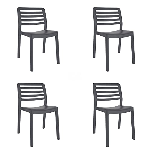 Resol Grupo Wind Sedia Interna, Esterna | Giardino, Terrazza, Balcone, Soggiorno, Cucina, Sala Da Pranzo | Design, Leggero, Impilabile, Grigio, Set De