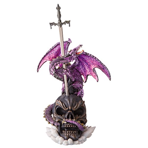 Design Toscano Qs292685 Statua Drago Gotico Savage Sabre, Multicolore, 15X12.5X30.5 Cm