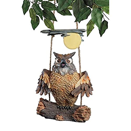 Design Toscano Owl Decor - Howie Scultura Hoot Owl Swinging - Night Owl Gifts - Gufo Luna