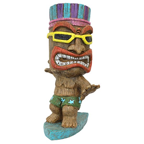 Design Toscano Al60180 Statua Kahuna Tiki Surfer, Multicolore, 20.5X19X34.5 Cm
