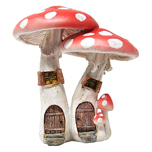 Top Collezione Miniature Fairy Garden & Terrario Cute Mushroom Houses Con Pick Decor, Rosso, Small