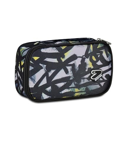 Seven Portapenne Scuola Round Plus Big, Nero Giallo, Con Organizzazione Interna Per Penne E Matite, Accessori Zaino Scuola, Scuola Media E Superiore,