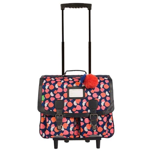 Tann'S - Cartella Con Ruote, 41 Cm, Motivo: Sofia Rose – Stampa Frutta E Pompon Mela – Cartella Trolley Bambina 2 Soffietti – Ce2 Cm1 Cm2