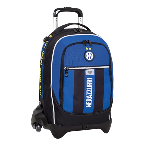 Seven Trolley Jack 3 Ruote Inter, Nero Azzurro, Zaino Con Carrello Sganciabile Da 33 Litri, Con Tasca Frontale, Zainetto Staccabile, Per Scuola Elemen