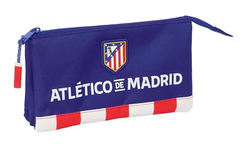 Safta Atletico De Madrid - Astuccio Triplo, Astuccio Per Bambini, Ideale Per Bambini In Età Scolastica, Comodo E Versatile, Qualità E Resistenza, 22 X