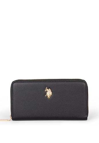 U.S. Polo Assn. Portafoglio Donna Jones Large Zip Around Rosso Biscotto Beige Nero Bianco Blu Skyway Cielo Blu Navy (Nero)